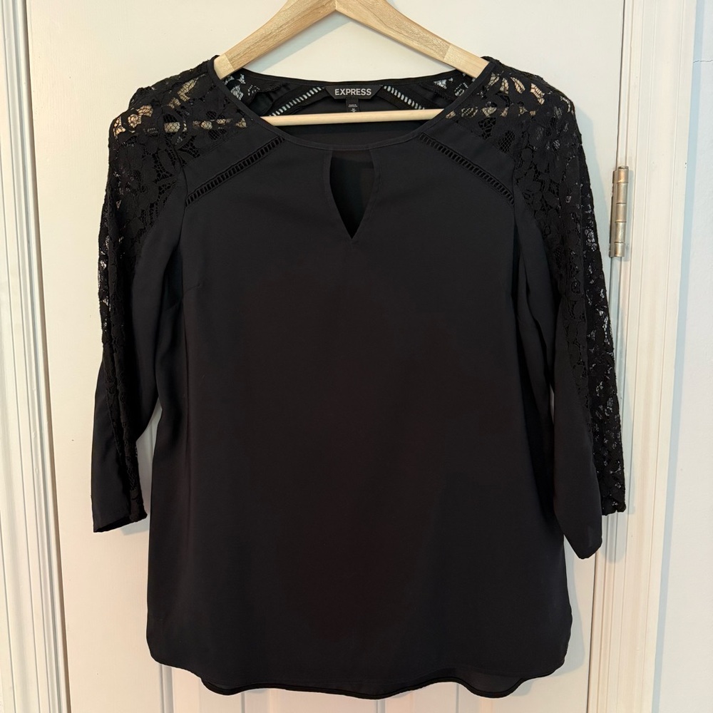 Express Black Lace Sleeve Women's Top